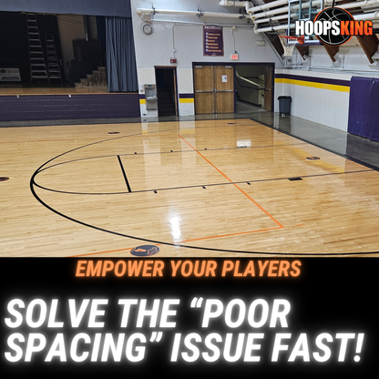 Offensive Spacing Training Spot Markers, 16", bright orange markers on a basketball court floor for player positioning.
