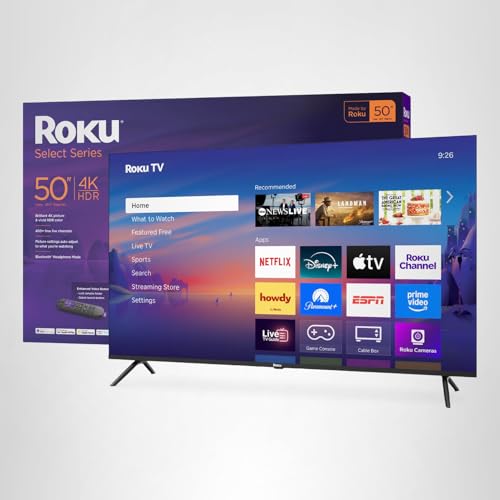 Roku Smart TV – 55-Inch Select Series, 4K HDR TV – Roku TV with Enhanced Voice Remote – Flat Screen LED Television with Wi-Fi for Streaming Live Local News, Sports, Family Entertainment