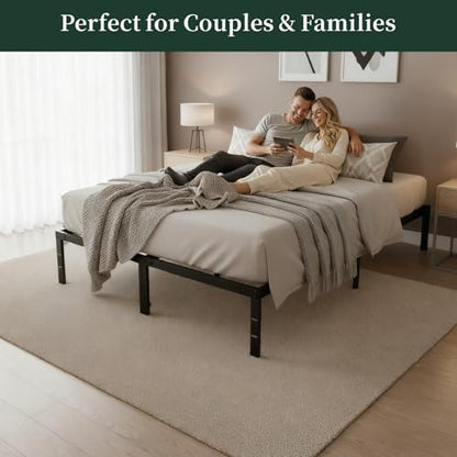 Queen Size Bed Frame, 14 Inch Metal Platform Bed Frames with Heavy Duty Steel Slat Support, No Box Spring Needed, Easy Assembly, Under Bed Storage