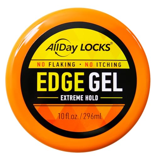 AllDay Locks Edge Gel Extreme Hold - Hair Gel for Maximum Control &amp; Braiding, Natural Edge Lock &amp; Fixer for Women &amp; Men, Sleek Moisturizing Formula, No Frizz, Flakes, or Grease - 10 oz Jar