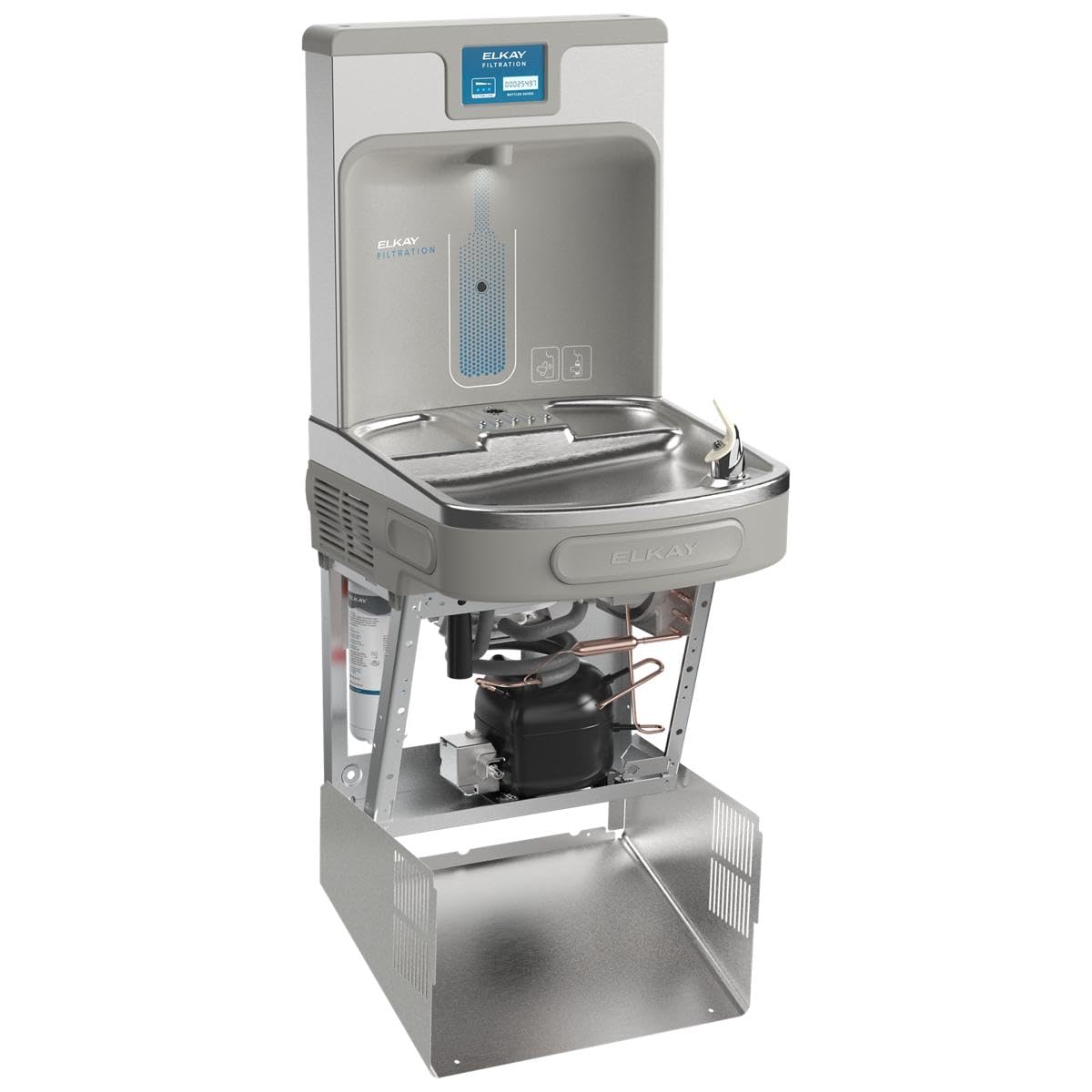 bottle filling station with lead reduction Elkay LZS8WS, designed for quick water bottle filling and sustainability