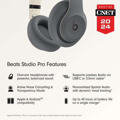 Beats Studio Pro-Premium Wireless Over-Ear Headphones- Up to 40-Hour Battery Life, Active Noise Cancelling, USB-C Lossless Audio, Apple &amp; Android Compatible- Sandstone