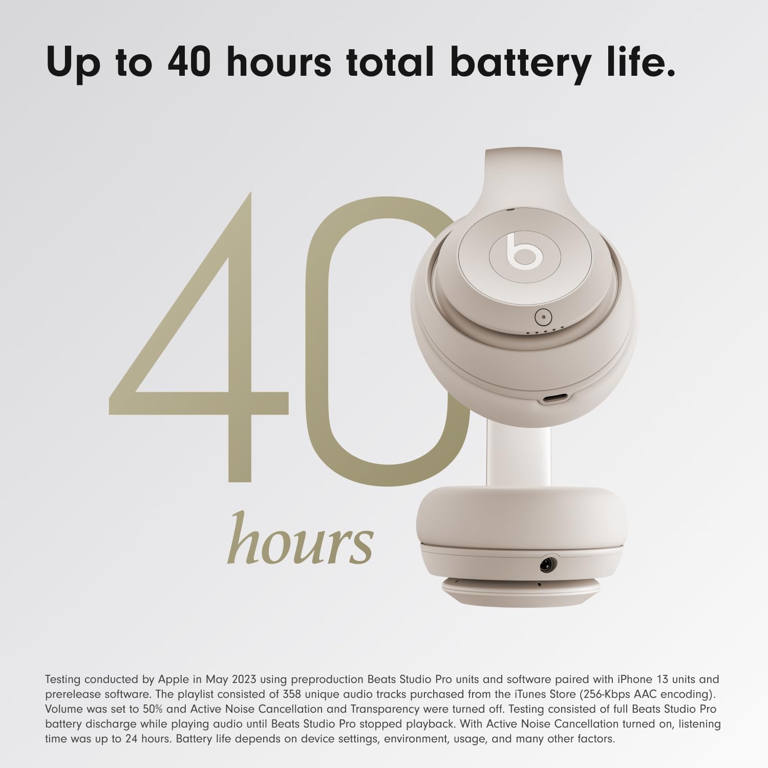 Beats Studio Pro-Premium Wireless Over-Ear Headphones- Up to 40-Hour Battery Life, Active Noise Cancelling, USB-C Lossless Audio, Apple &amp; Android Compatible- Sandstone