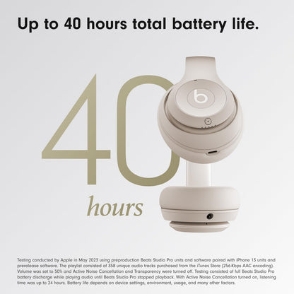 Beats Studio Pro-Premium Wireless Over-Ear Headphones- Up to 40-Hour Battery Life, Active Noise Cancelling, USB-C Lossless Audio, Apple &amp; Android Compatible- Sandstone