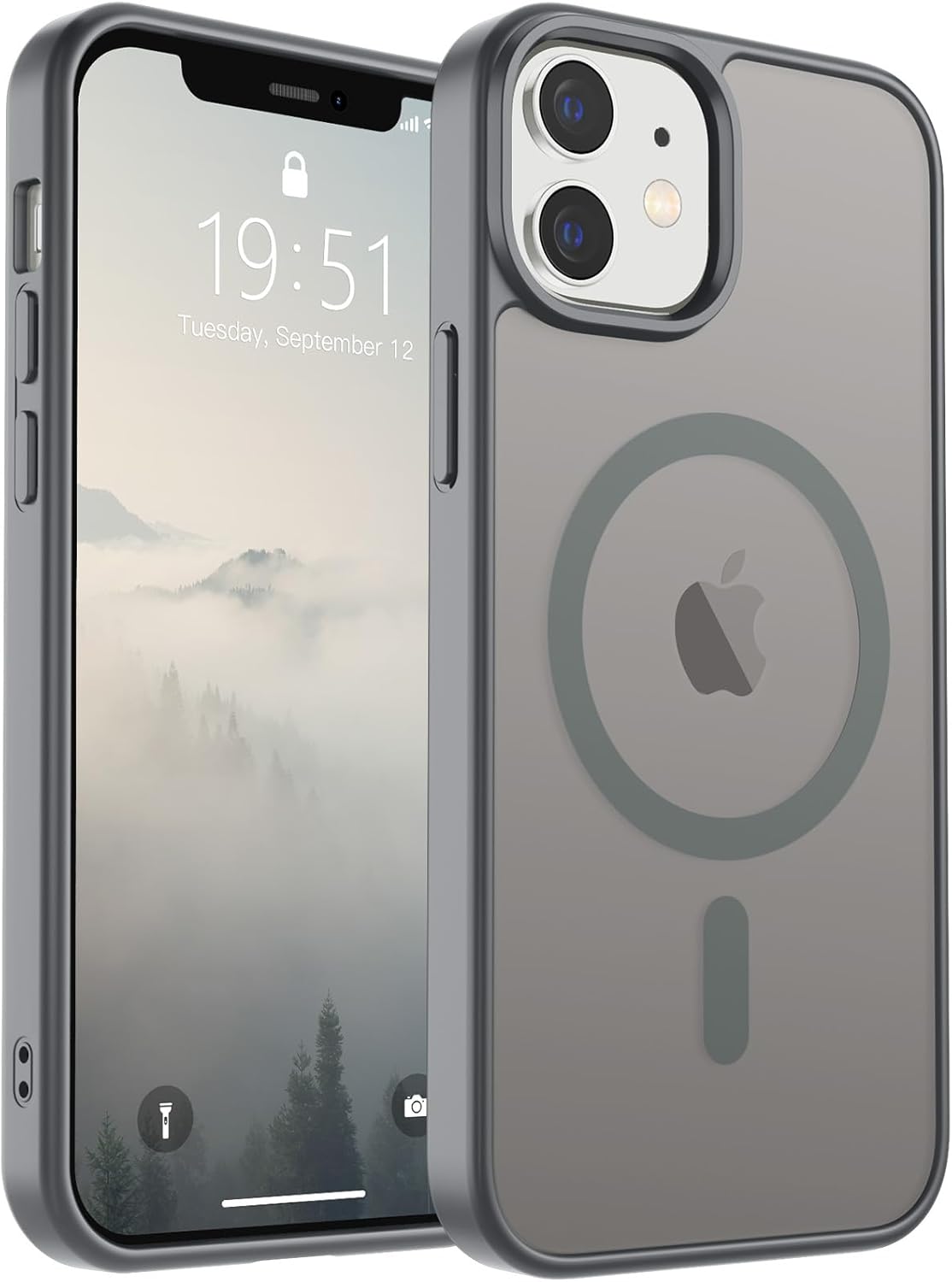 SUPFINE Magnetic for iPhone 14 Case &amp; iPhone 13 Case (Compatible with MagSafe)(Military Grade Drop Protection) Translucent Matte Shockproof Phone Cover,Black