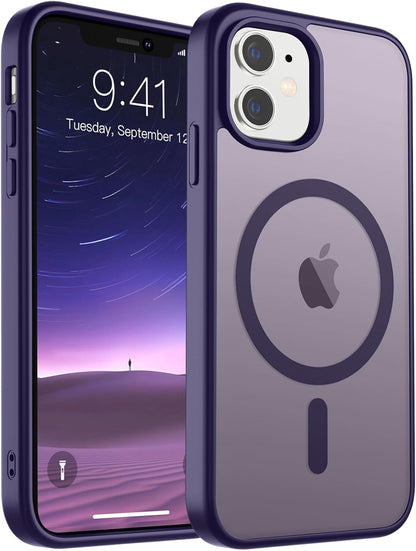 SUPFINE Magnetic for iPhone 14 Case &amp; iPhone 13 Case (Compatible with MagSafe)(Military Grade Drop Protection) Translucent Matte Shockproof Phone Cover,Black