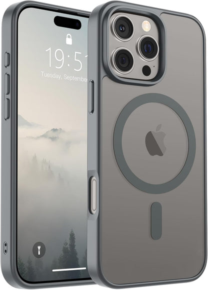 SUPFINE Magnetic for iPhone 14 Case &amp; iPhone 13 Case (Compatible with MagSafe)(Military Grade Drop Protection) Translucent Matte Shockproof Phone Cover,Black