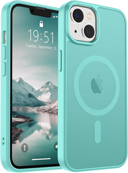 SUPFINE Magnetic for iPhone 14 Case &amp; iPhone 13 Case (Compatible with MagSafe)(Military Grade Drop Protection) Translucent Matte Shockproof Phone Cover,Black