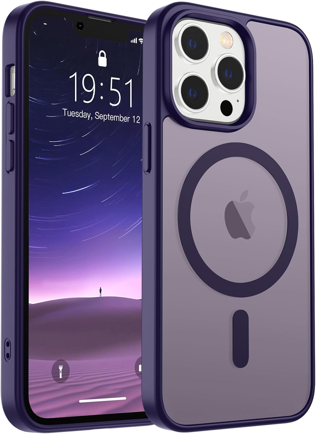 SUPFINE Magnetic for iPhone 14 Case &amp; iPhone 13 Case (Compatible with MagSafe)(Military Grade Drop Protection) Translucent Matte Shockproof Phone Cover,Black