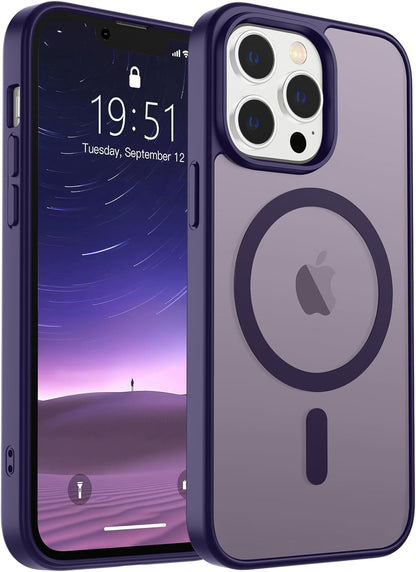 SUPFINE Magnetic for iPhone 14 Case &amp; iPhone 13 Case (Compatible with MagSafe)(Military Grade Drop Protection) Translucent Matte Shockproof Phone Cover,Black