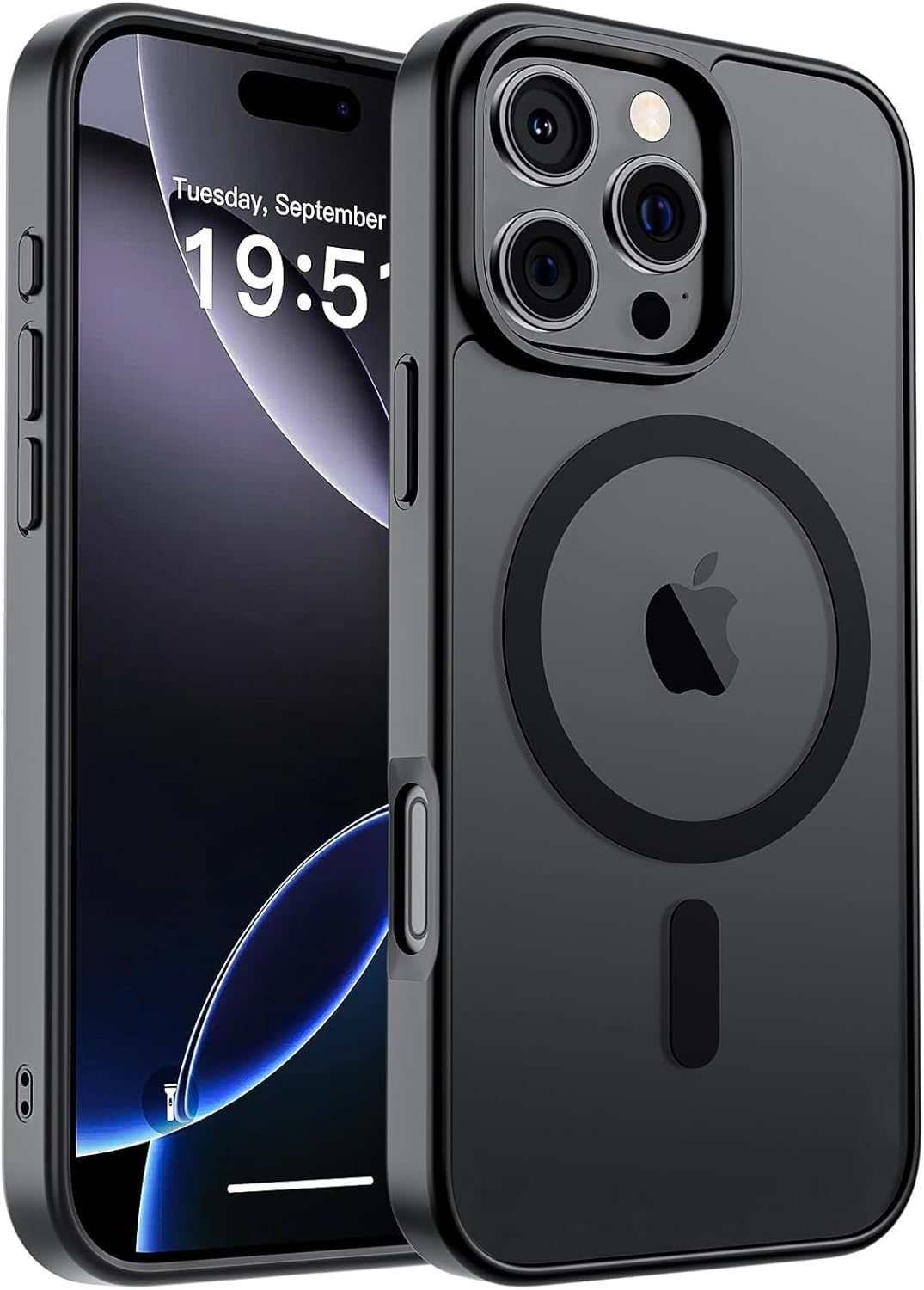SUPFINE Magnetic for iPhone 14 Case &amp; iPhone 13 Case (Compatible with MagSafe)(Military Grade Drop Protection) Translucent Matte Shockproof Phone Cover,Black