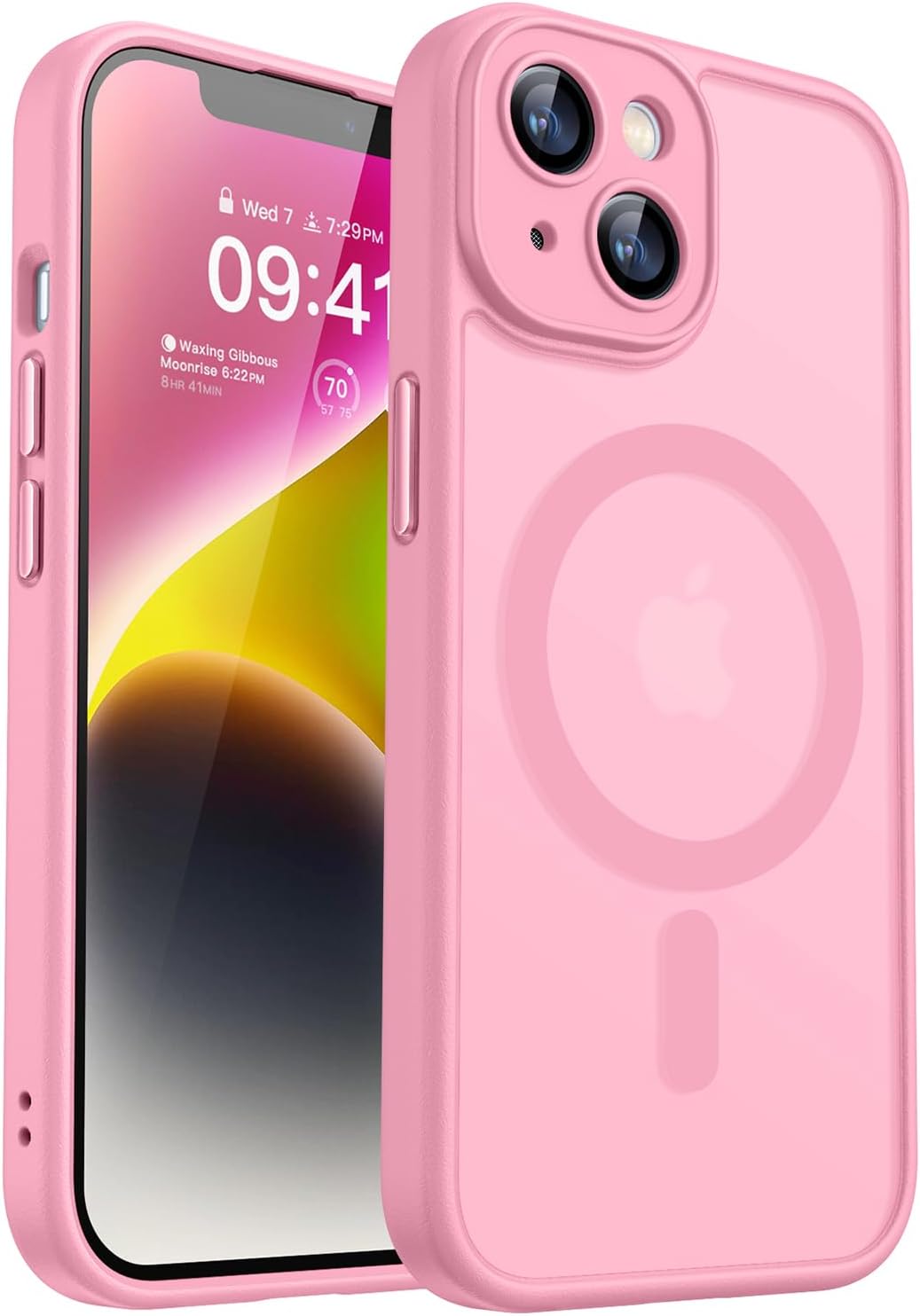 CANSHN Magnetic Compatible with iPhone 12 Case, Upgraded [Full Camera Protection] [Compatible with Magsafe] [Translucent Matte] Shockproof Protective Phone Case Cover 6.1 Inch - Hot Pink