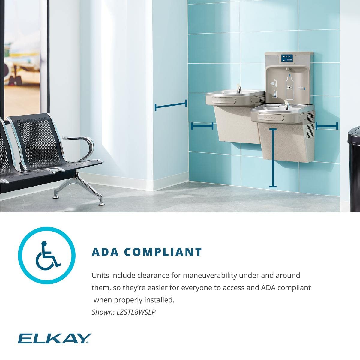 bottle filling station with lead reduction Elkay LZS8WS Filter Change with ADA compliance features.bottle filling station with lead reduction