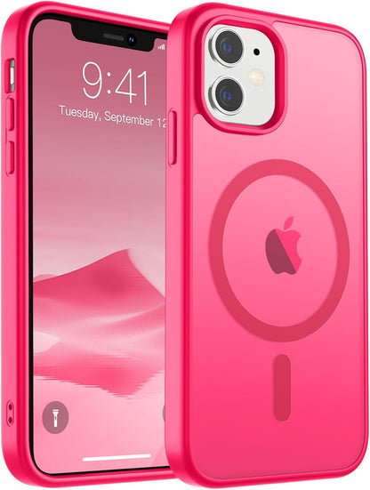 SUPFINE Magnetic for iPhone 14 Case &amp; iPhone 13 Case (Compatible with MagSafe)(Military Grade Drop Protection) Translucent Matte Shockproof Phone Cover,Black