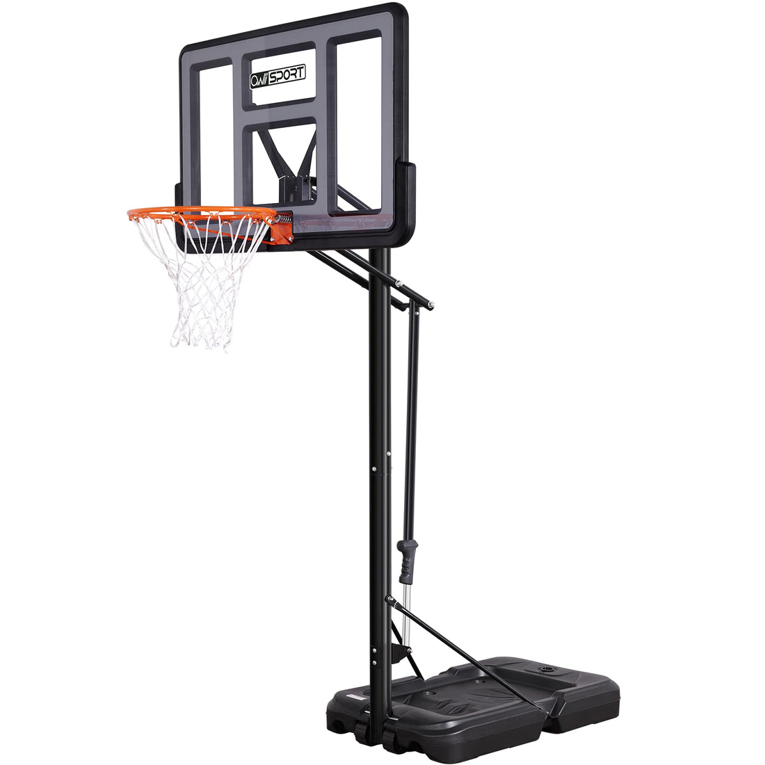 Basketball Hoop Outdoor Protable 44/48 Inch Impact Backboard, 4.8-10FT Height Adjustable Basketball Hoop Goal System with Wheels for Adults