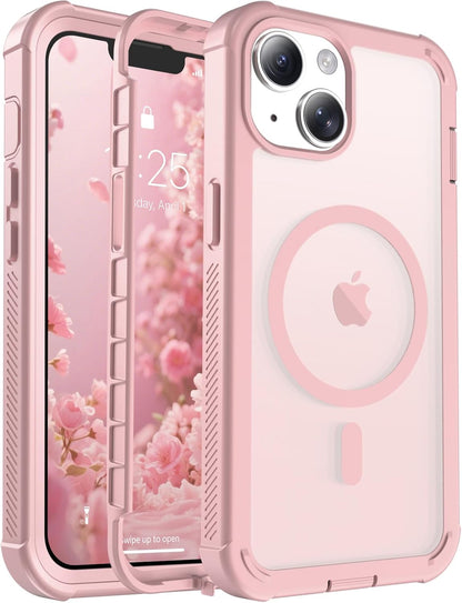 Magnetic for iPhone 14 Case, [Compatible with MagSafe][Military Grade Drop Protection][Heavy Duty Protection][Non-Slip][Shockproof] 2-Layer Durable Bumper Phone Case 6.1&