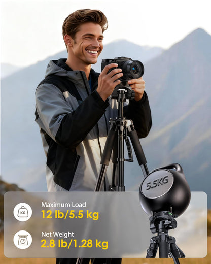 UBeesize 74" Camera Tripod with Phone Holder and Remote, Heavy Duty Tripod Stand with Portable Bag for Phone and Camera, Compatible with DSLR Cameras, Cell Phones, Spotting Scopes and Binoculars