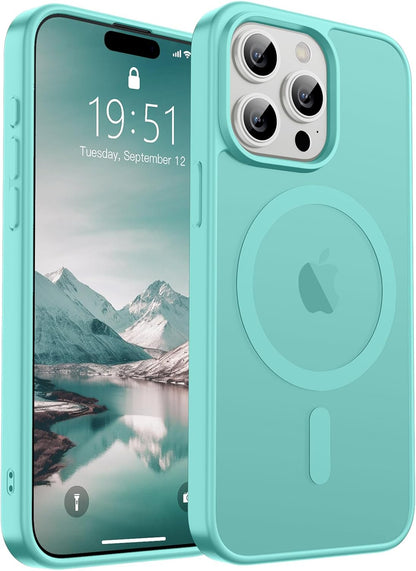 SUPFINE Magnetic for iPhone 14 Case &amp; iPhone 13 Case (Compatible with MagSafe)(Military Grade Drop Protection) Translucent Matte Shockproof Phone Cover,Black