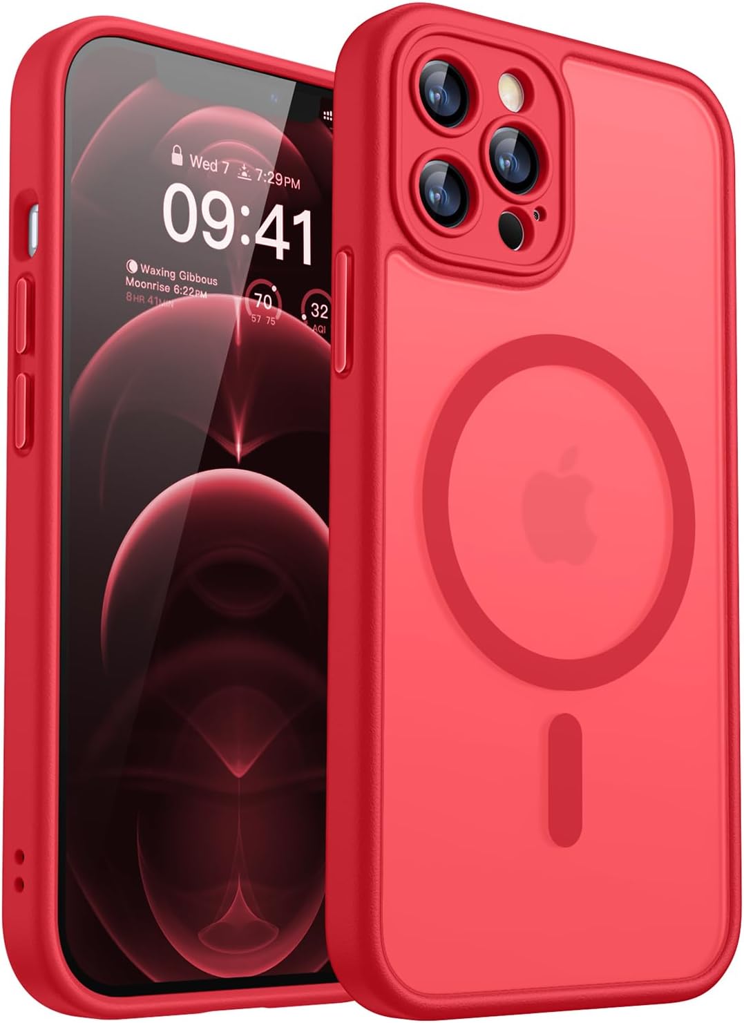 CANSHN Magnetic Compatible with iPhone 12 Case, Upgraded [Full Camera Protection] [Compatible with Magsafe] [Translucent Matte] Shockproof Protective Phone Case Cover 6.1 Inch - Hot Pink