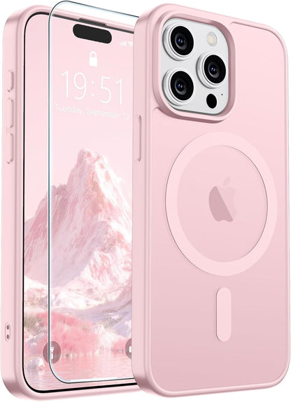 SUPFINE Magnetic for iPhone 14 Case &amp; iPhone 13 Case (Compatible with MagSafe)(Military Grade Drop Protection) Translucent Matte Shockproof Phone Cover,Black