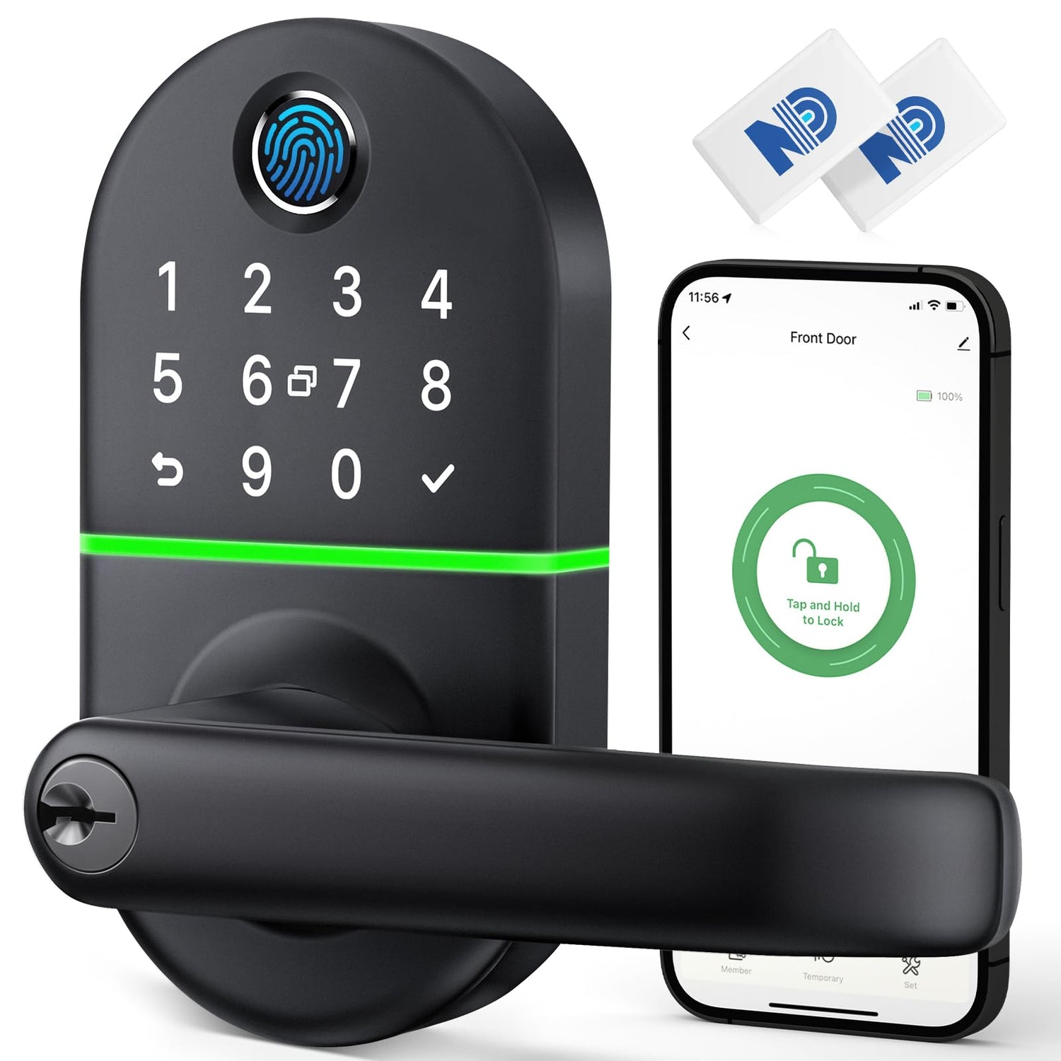 Smart Keypad Door Lock with Handle: NICE DIGI Keyless Entry Fingerprint Lock for Front/Interior Door, Electronic Digital Lock with Code, Easy Installation(Model X1)