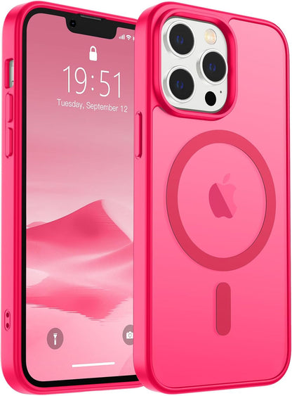 SUPFINE Magnetic for iPhone 14 Case &amp; iPhone 13 Case (Compatible with MagSafe)(Military Grade Drop Protection) Translucent Matte Shockproof Phone Cover,Black