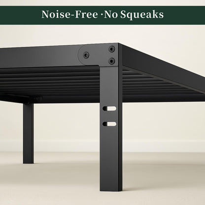 Queen Size Bed Frame, 14 Inch Metal Platform Bed Frames with Heavy Duty Steel Slat Support, No Box Spring Needed, Easy Assembly, Under Bed Storage