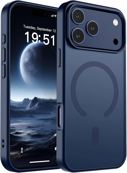 SUPFINE Magnetic for iPhone 14 Case &amp; iPhone 13 Case (Compatible with MagSafe)(Military Grade Drop Protection) Translucent Matte Shockproof Phone Cover,Black