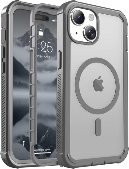Magnetic for iPhone 14 Case, [Compatible with MagSafe][Military Grade Drop Protection][Heavy Duty Protection][Non-Slip][Shockproof] 2-Layer Durable Bumper Phone Case 6.1&