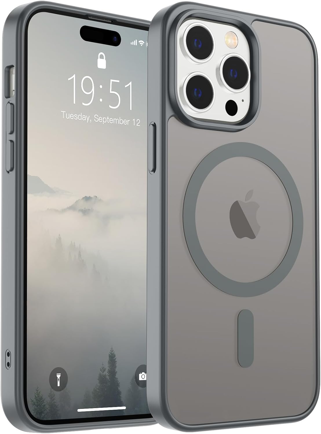 SUPFINE Magnetic for iPhone 14 Case &amp; iPhone 13 Case (Compatible with MagSafe)(Military Grade Drop Protection) Translucent Matte Shockproof Phone Cover,Black