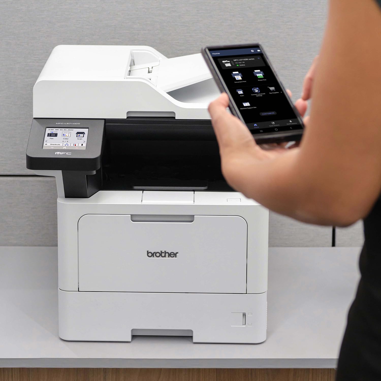 Brother Professional Laser Printer All-in-One with Scanner and Copier, High-Speed 50 ppm Monochrome Printing, Wireless Network Ready, Dual-Band WiFi, Auto 2-Sided Print (MFC-L5915DW)