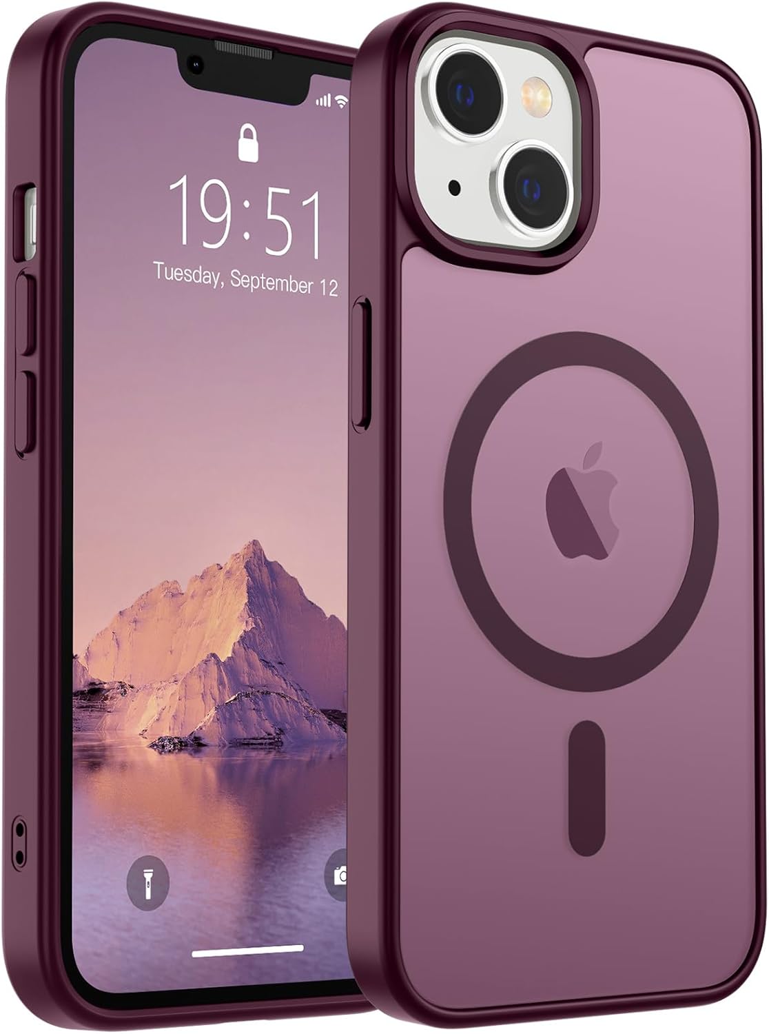 SUPFINE Magnetic for iPhone 14 Case &amp; iPhone 13 Case (Compatible with MagSafe)(Military Grade Drop Protection) Translucent Matte Shockproof Phone Cover,Black