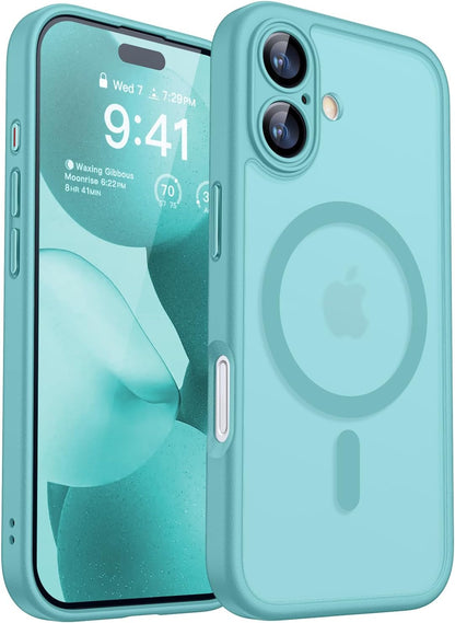 CANSHN Magnetic Compatible with iPhone 12 Case, Upgraded [Full Camera Protection] [Compatible with Magsafe] [Translucent Matte] Shockproof Protective Phone Case Cover 6.1 Inch - Hot Pink