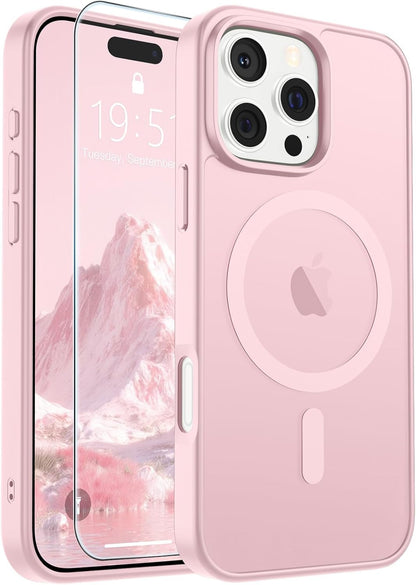 SUPFINE Magnetic for iPhone 14 Case &amp; iPhone 13 Case (Compatible with MagSafe)(Military Grade Drop Protection) Translucent Matte Shockproof Phone Cover,Black