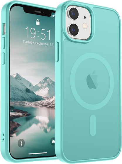 SUPFINE Magnetic for iPhone 14 Case &amp; iPhone 13 Case (Compatible with MagSafe)(Military Grade Drop Protection) Translucent Matte Shockproof Phone Cover,Black