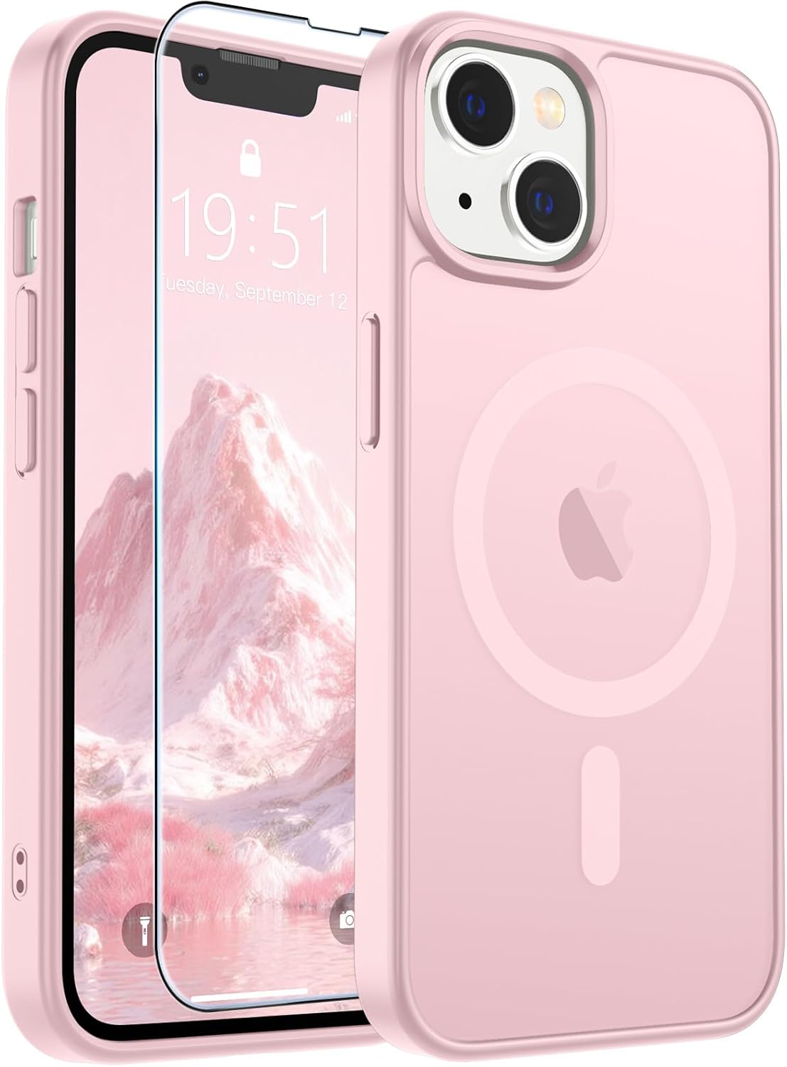 SUPFINE Magnetic for iPhone 14 Case &amp; iPhone 13 Case (Compatible with MagSafe)(Military Grade Drop Protection) Translucent Matte Shockproof Phone Cover,Black