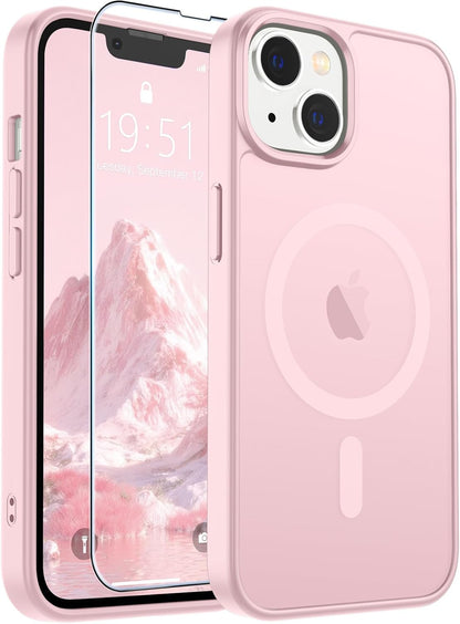 SUPFINE Magnetic for iPhone 14 Case &amp; iPhone 13 Case (Compatible with MagSafe)(Military Grade Drop Protection) Translucent Matte Shockproof Phone Cover,Black