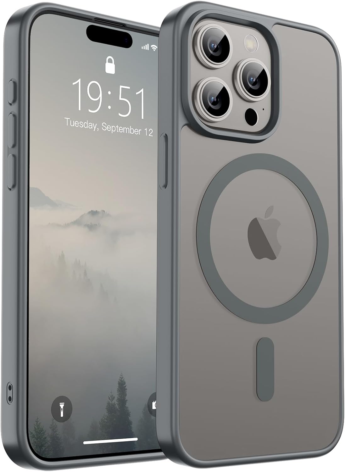 SUPFINE Magnetic for iPhone 14 Case &amp; iPhone 13 Case (Compatible with MagSafe)(Military Grade Drop Protection) Translucent Matte Shockproof Phone Cover,Black