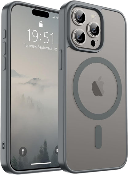 SUPFINE Magnetic for iPhone 14 Case &amp; iPhone 13 Case (Compatible with MagSafe)(Military Grade Drop Protection) Translucent Matte Shockproof Phone Cover,Black