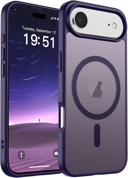 SUPFINE Magnetic for iPhone 14 Case &amp; iPhone 13 Case (Compatible with MagSafe)(Military Grade Drop Protection) Translucent Matte Shockproof Phone Cover,Black