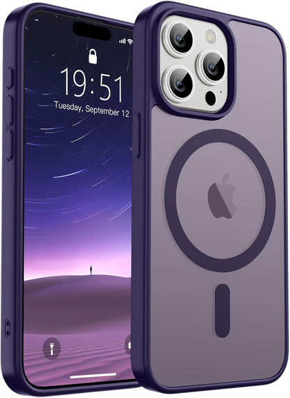 SUPFINE Magnetic for iPhone 14 Case &amp; iPhone 13 Case (Compatible with MagSafe)(Military Grade Drop Protection) Translucent Matte Shockproof Phone Cover,Black