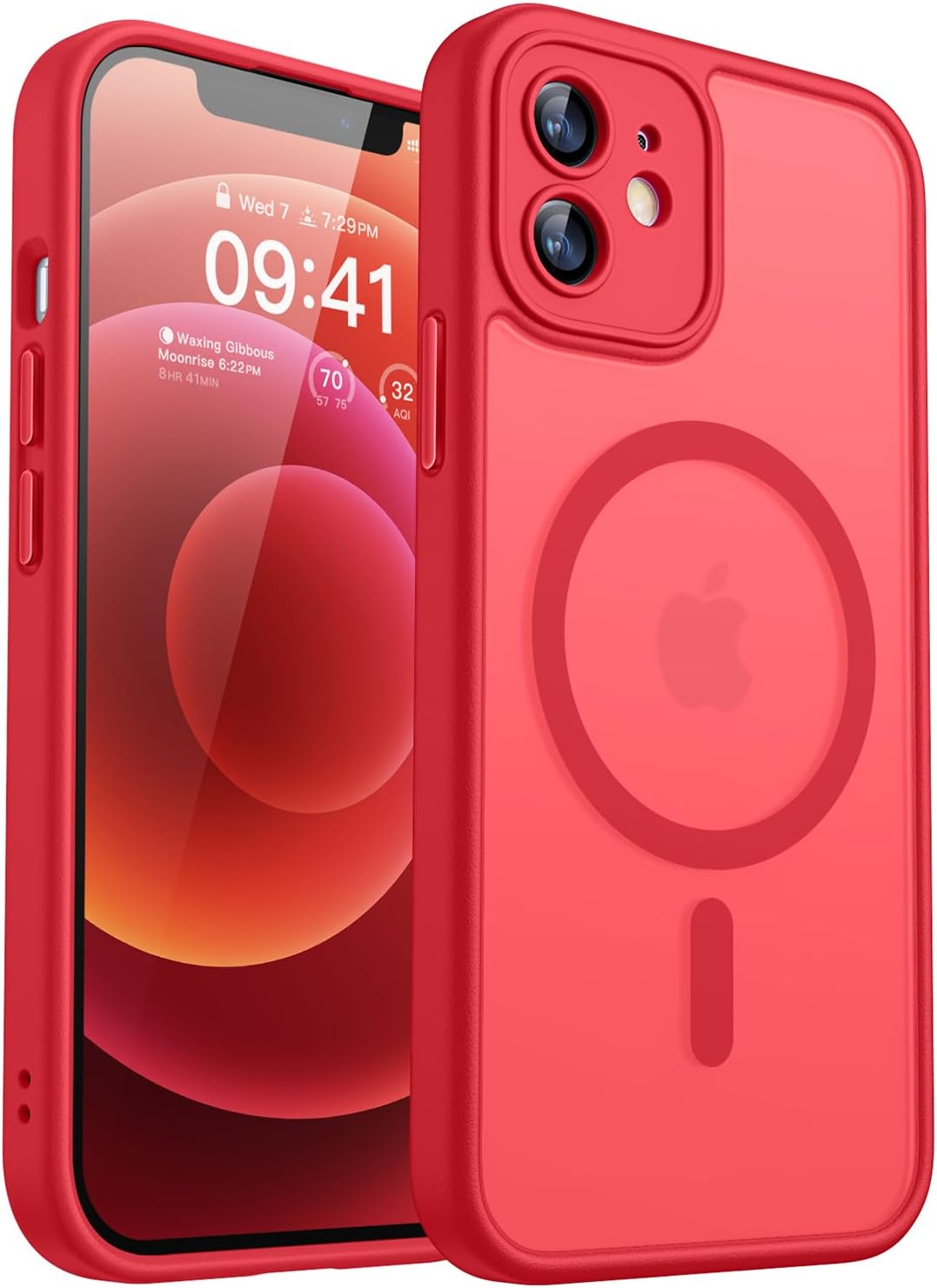 CANSHN Magnetic Compatible with iPhone 12 Case, Upgraded [Full Camera Protection] [Compatible with Magsafe] [Translucent Matte] Shockproof Protective Phone Case Cover 6.1 Inch - Hot Pink