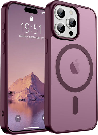 SUPFINE Magnetic for iPhone 14 Case &amp; iPhone 13 Case (Compatible with MagSafe)(Military Grade Drop Protection) Translucent Matte Shockproof Phone Cover,Black