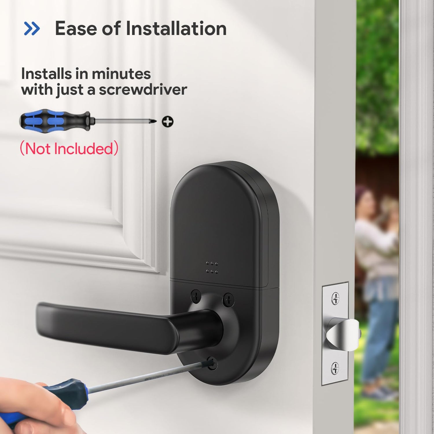 Smart Keypad Door Lock with Handle: NICE DIGI Keyless Entry Fingerprint Lock for Front/Interior Door, Electronic Digital Lock with Code, Easy Installation(Model X1)
