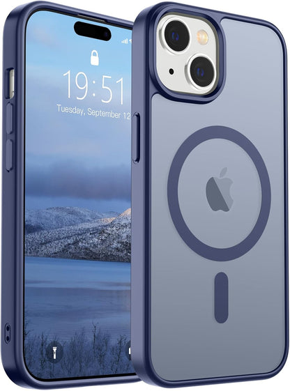 SUPFINE Magnetic for iPhone 14 Case &amp; iPhone 13 Case (Compatible with MagSafe)(Military Grade Drop Protection) Translucent Matte Shockproof Phone Cover,Black