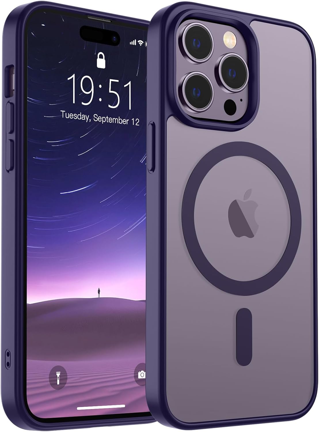 SUPFINE Magnetic for iPhone 14 Case &amp; iPhone 13 Case (Compatible with MagSafe)(Military Grade Drop Protection) Translucent Matte Shockproof Phone Cover,Black