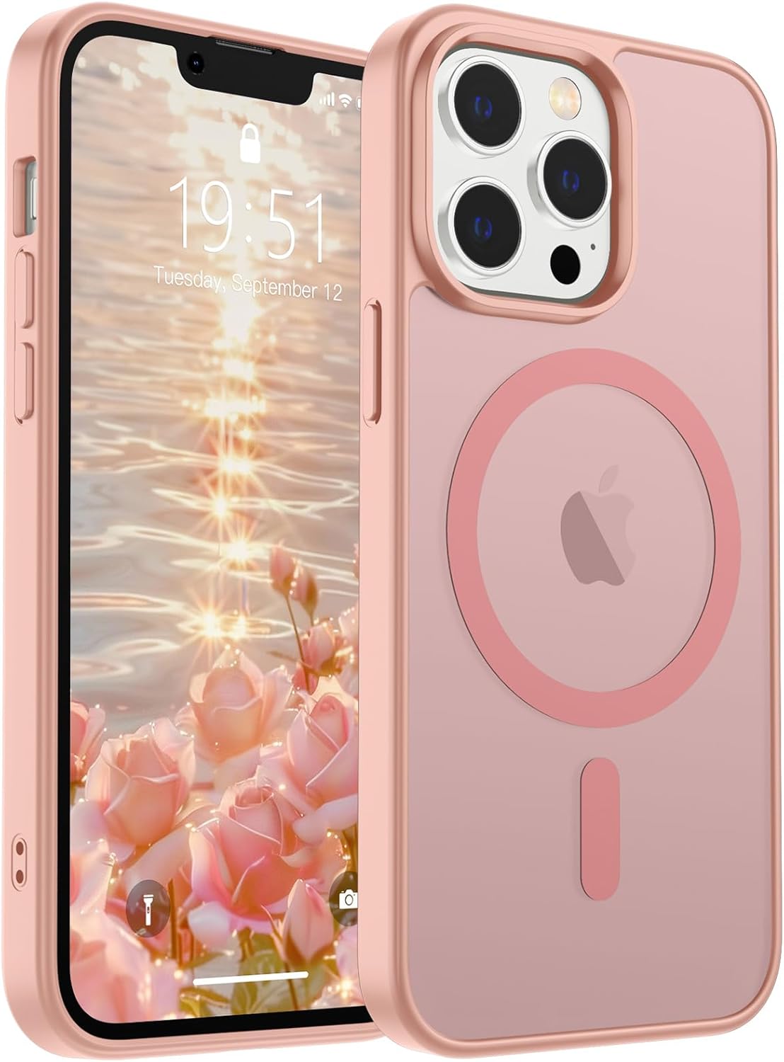 SUPFINE Magnetic for iPhone 14 Case &amp; iPhone 13 Case (Compatible with MagSafe)(Military Grade Drop Protection) Translucent Matte Shockproof Phone Cover,Black