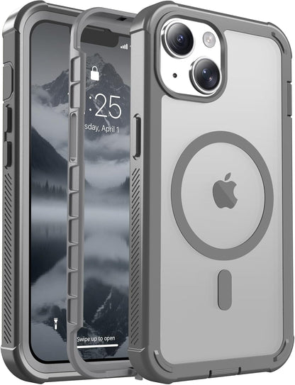 Magnetic for iPhone 14 Case, [Compatible with MagSafe][Military Grade Drop Protection][Heavy Duty Protection][Non-Slip][Shockproof] 2-Layer Durable Bumper Phone Case 6.1&