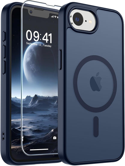 SUPFINE Magnetic for iPhone 14 Case &amp; iPhone 13 Case (Compatible with MagSafe)(Military Grade Drop Protection) Translucent Matte Shockproof Phone Cover,Black