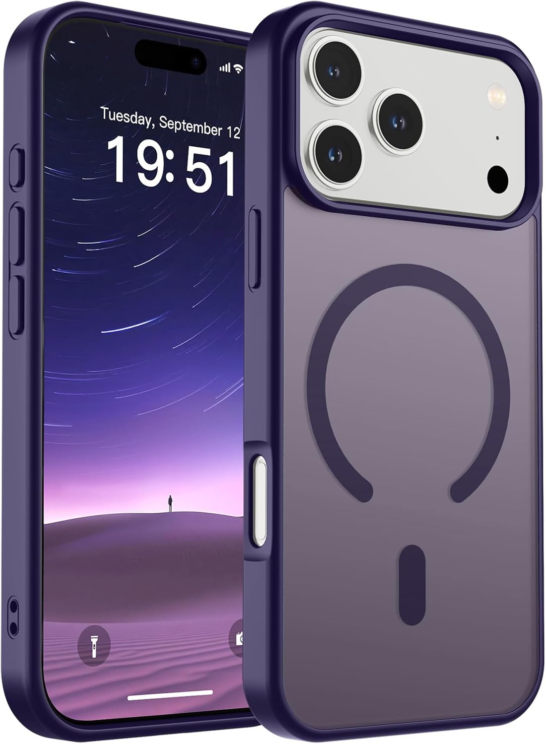 SUPFINE Magnetic for iPhone 14 Case &amp; iPhone 13 Case (Compatible with MagSafe)(Military Grade Drop Protection) Translucent Matte Shockproof Phone Cover,Black